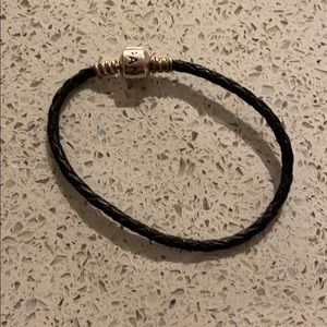 Pandora black leather woven bracelet